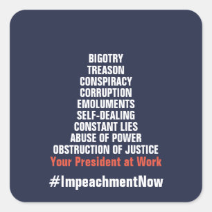 Treason Collusion Corruption Obstruction Impeach Square Sticker