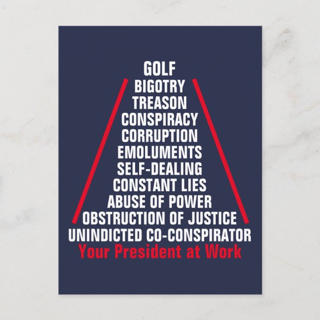 Treason Collusion Corruption Obstruction Trump Aug Postcard (Front)