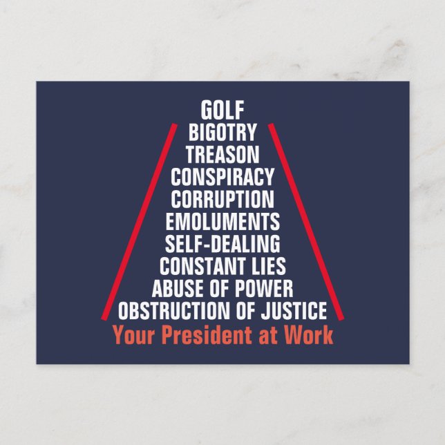 Treason Collusion Corruption Obstruction Trump Postcard (Front)