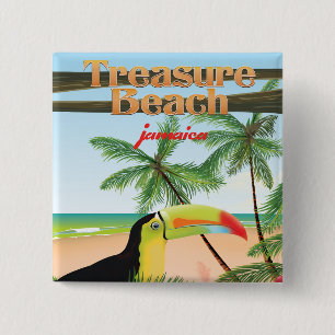 Treasure Beach Jamaica travel poster 15 Cm Square Badge