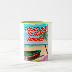 Treasure beach Jamaica travel poster Two-Tone Coffee Mug