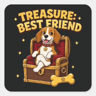 Treasure Best Friend Beagle Dog Square Sticker