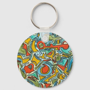 Treasure Chest-Bold Colourful Watercolor Art Key Ring