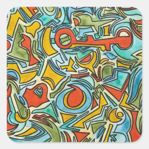 Treasure Chest-Bold Colourful Watercolor Art Square Sticker