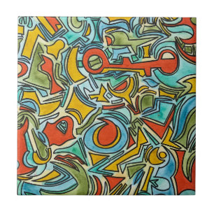 Treasure Chest-Bold Colourful Watercolor Art Tile