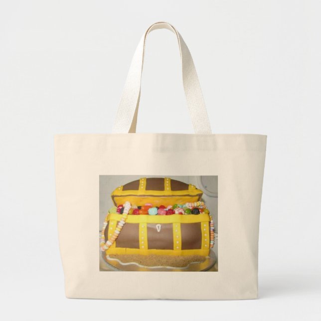 Treasure chest cake large tote bag (Front)