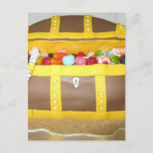 Treasure chest cake postcard