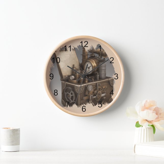 Treasure chest with gears antique    clock (Home)