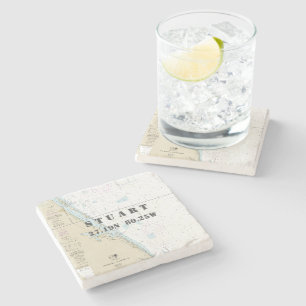 Treasure Coast Florida Authentic Boating Chart Stone Coaster