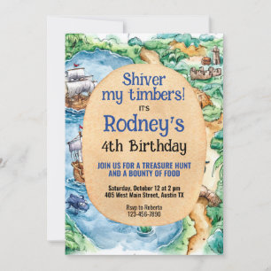 Treasure Hunt Pirate Birthday Invitation