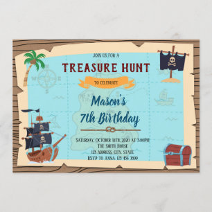Treasure Hunt pirate birthday invitation