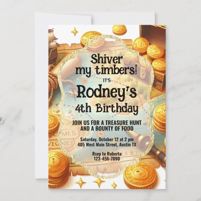 Treasure Hunt Pirate Birthday Invitation (Front)