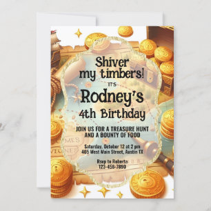 Treasure Hunt Pirate Birthday Invitation