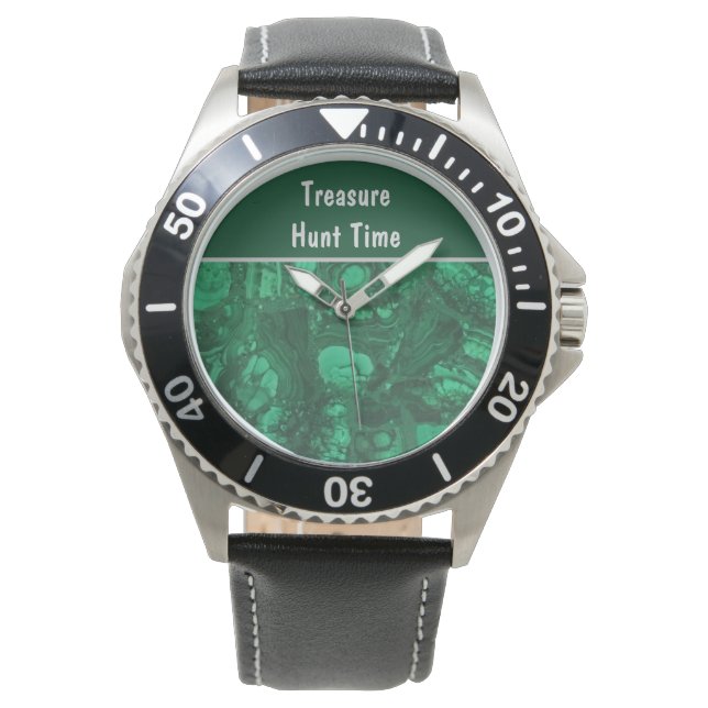 Treasure Hunt Time Green Rock Collector Rockhound Watch (Front)