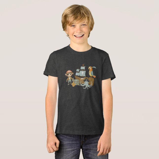 Treasure Hunter Pirate Birthday Tri-Blend Shirt (Front Full)