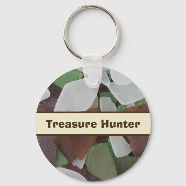 Treasure Hunter Sea Glass Photo Beach Collector Key Ring (Front)