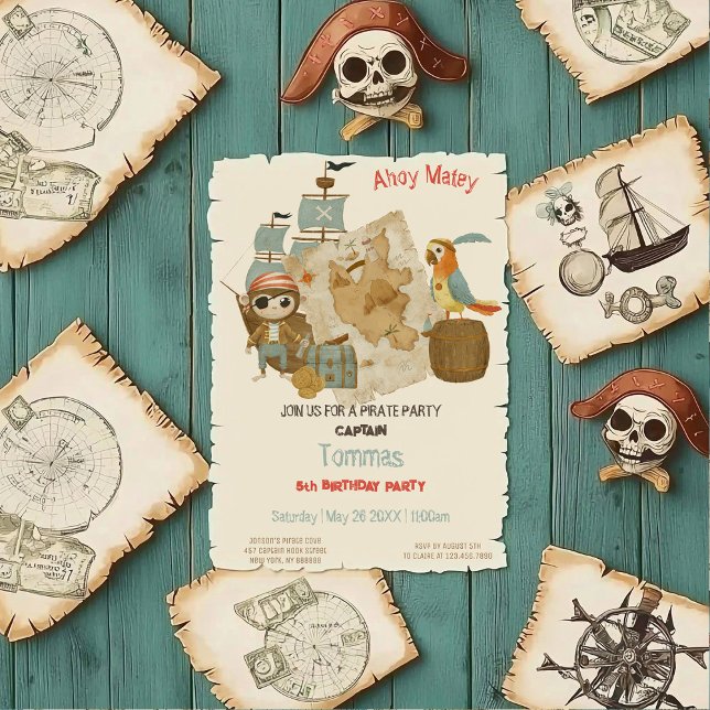 Treasure Hunters Pirate Birthday Invitation (Creator Uploaded)