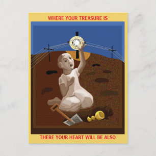 Treasure in a field postcard