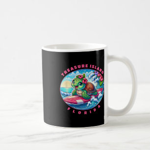 Treasure Island Florida Cute Surfing Girl Sea Turt Coffee Mug
