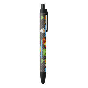 Treasure Island Palm Tree Pirate Flag Raiding Black Ink Pen