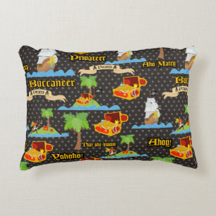Treasure Island Palm Tree Pirate Flag Raiding Decorative Cushion