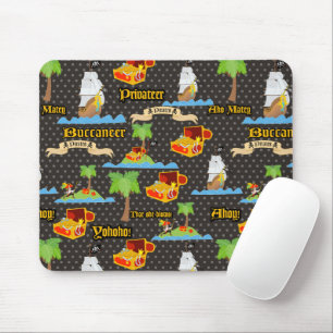 Treasure Island Palm Tree Pirate Flag Raiding Mouse Mat