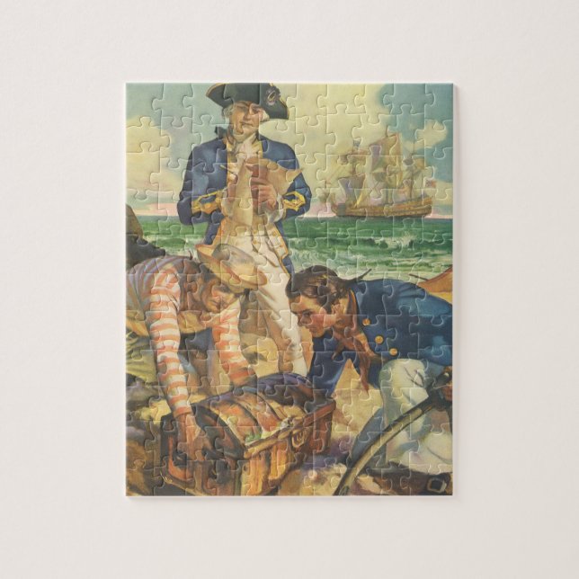 Treasure Island, Vintage Fairy Tale Pirates Jigsaw Puzzle (Vertical)