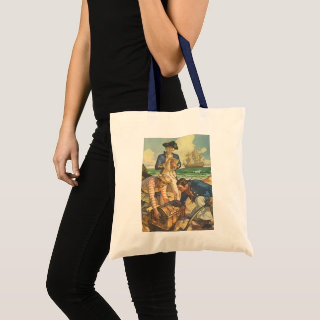 Treasure Island, Vintage Fairy Tale Pirates Tote Bag (Front (Product))