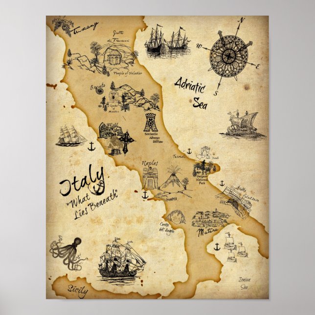 Treasure Map of Italy- What Lies Beneath Poster (Front)