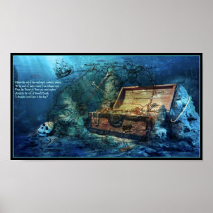 Treasure Map of Kauai, Hawaii Poster