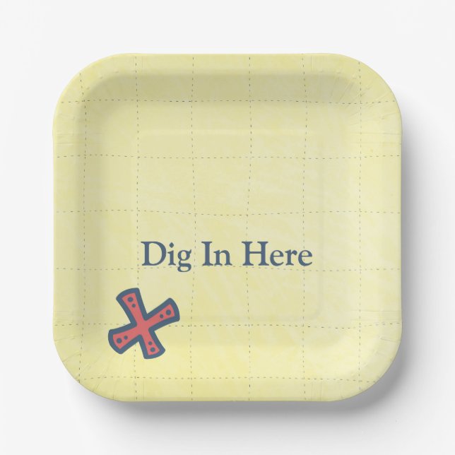 Treasure Map Pirate Party X Marks the Spot Dig In  Paper Plate (Front)