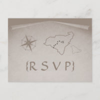 Treasure Map RSVP Postcard, Beige