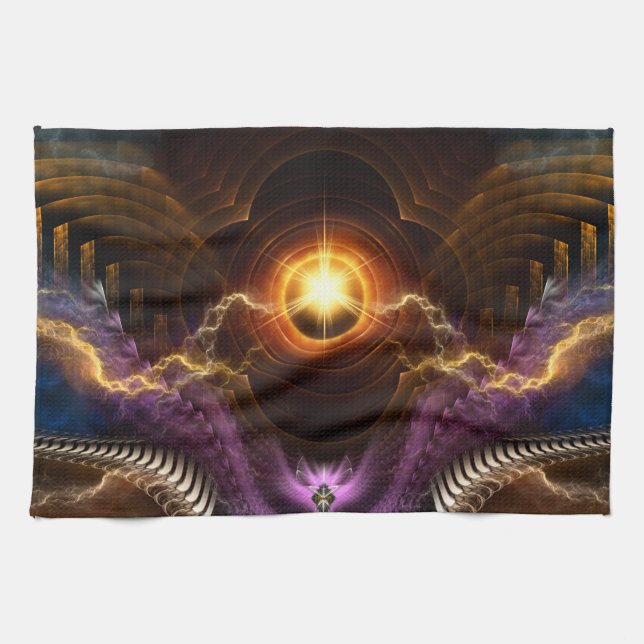 Treasure Of Night Fractal Art Tea Towel (Horizontal)