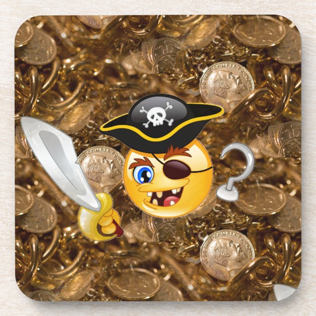 treasure pirate emoji coaster (Front)