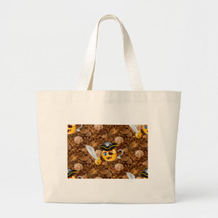 treasure pirate emoji large tote bag