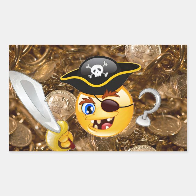 treasure pirate emoji rectangular sticker (Front)