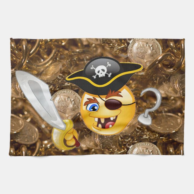treasure pirate emoji tea towel (Horizontal)