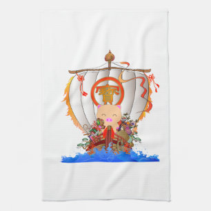 Treasure ship tea towel