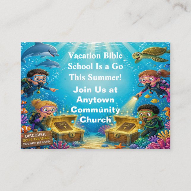 Treasure-Themed Vacation Bible School Invitation  (Front)