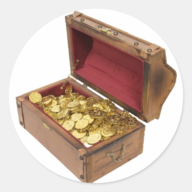 TreasureChestGold100309 Classic Round Sticker (Front)