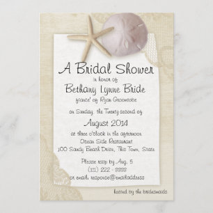 Treasured Beach and Ivory Lace Bridal Shower Invitation