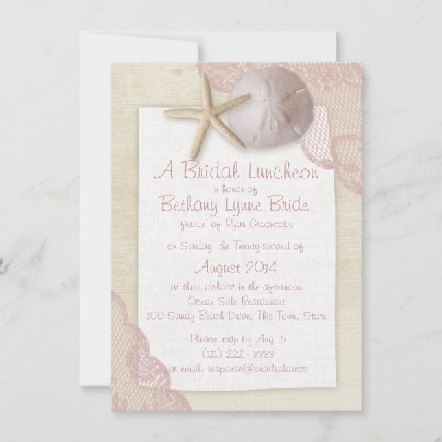 Treasured Beach and Lace Bridal Shower Invitation (Front)