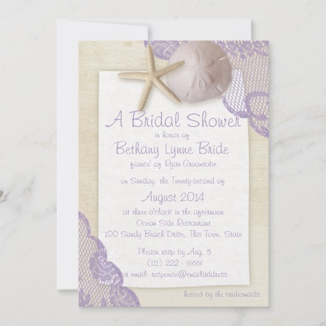 Treasured Beach and Lace Bridal Shower Invitation (Front)