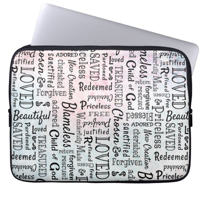 Treasured Christian Words of Affirmation Laptop Sleeve (Front)