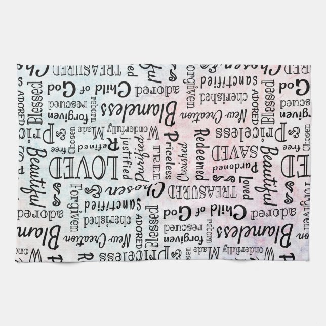 Treasured Christian Words of Affirmation Tea Towel (Horizontal)