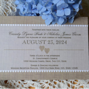 Treasured Hearts and Burlap Wedding Invitation