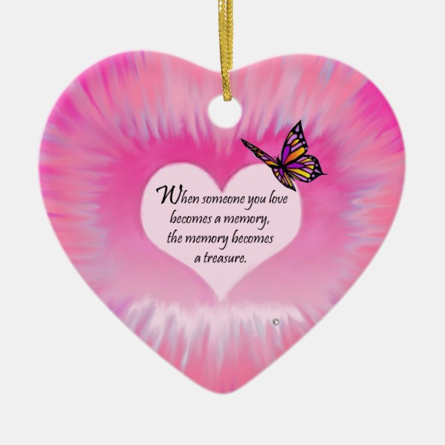Treasured Memories Butterfly Poem Ceramic Tree Decoration (Front)