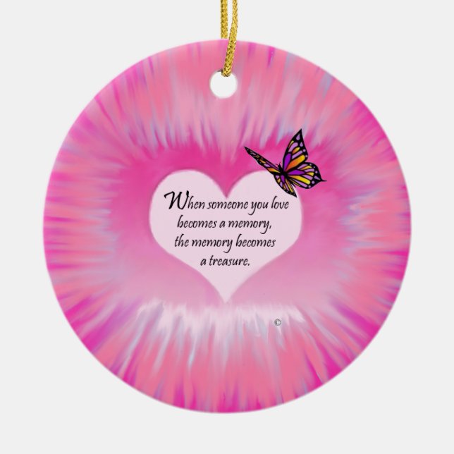 Treasured Memories Butterfly Poem Ceramic Tree Decoration (Front)