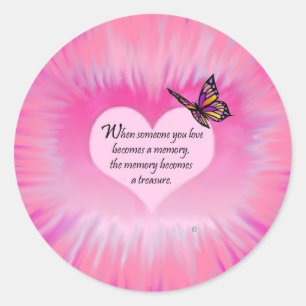 Treasured Memories Butterfly Poem Classic Round Sticker