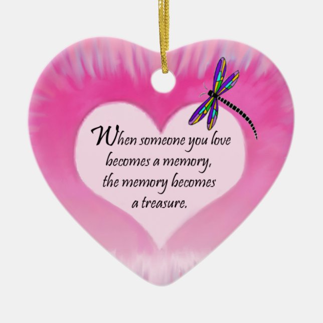 Treasured Memories Dragonfly Ceramic Tree Decoration (Front)
